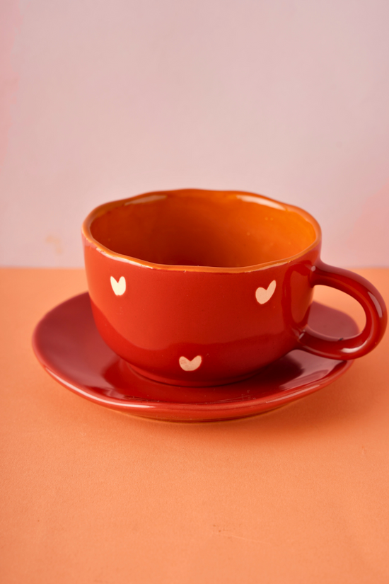 handmade cupid cup & handmade dessert plate 