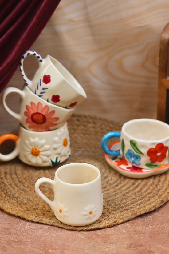 Set of 6 Elegant Mugs Combo (for the price of 5) handmade in India