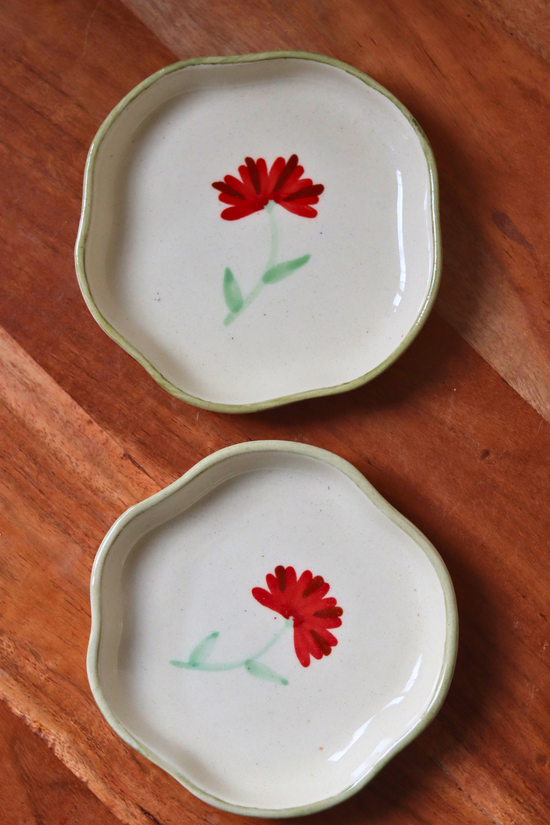 Handmade dessert plate floral design