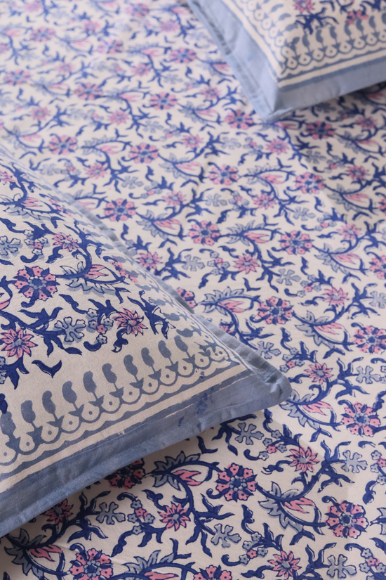 Closeup shot of block printed bedsheet
