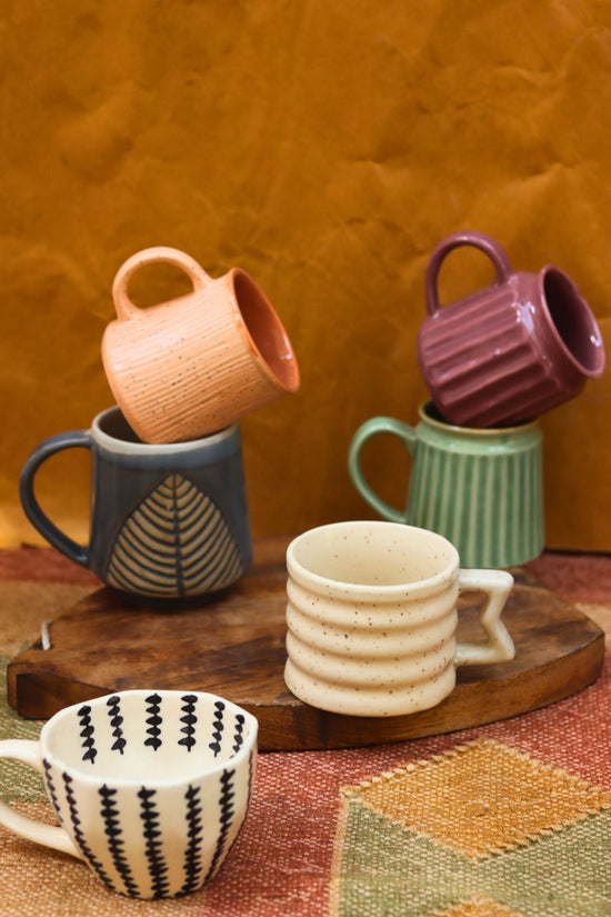 Set of 6 Sip Story Mug combo (for the price of 5) handmade in India