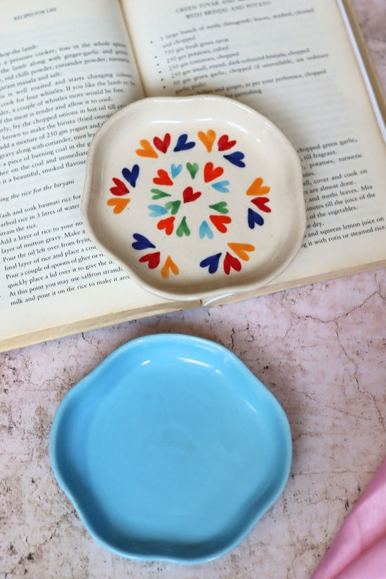 LoveisLove & Ocean Blue Handmade Dessert Plate with premium quality material