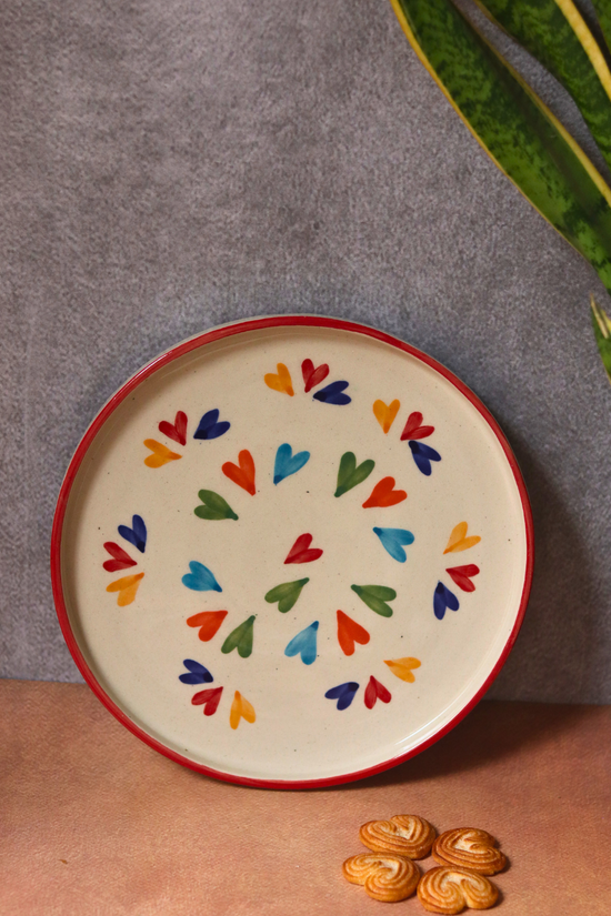 Handmade colorful hearts platter 