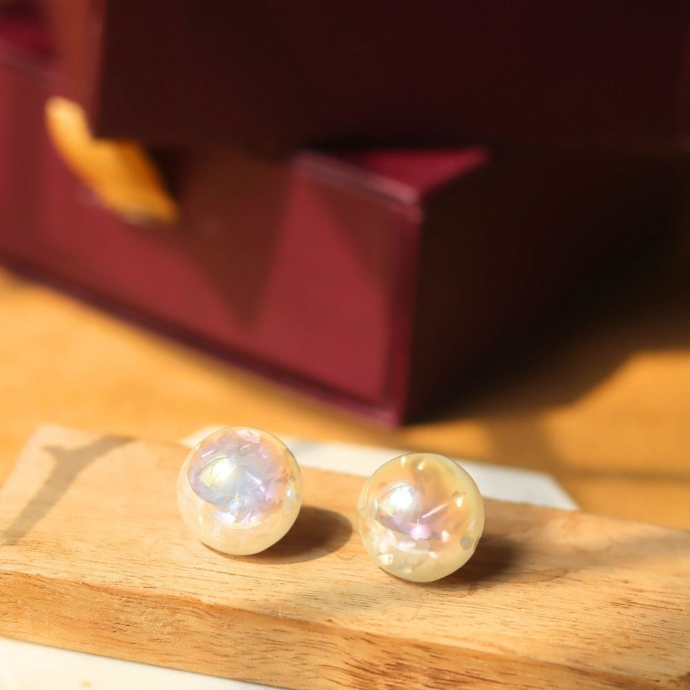 Waterproof Round Statement Pearl Earrings