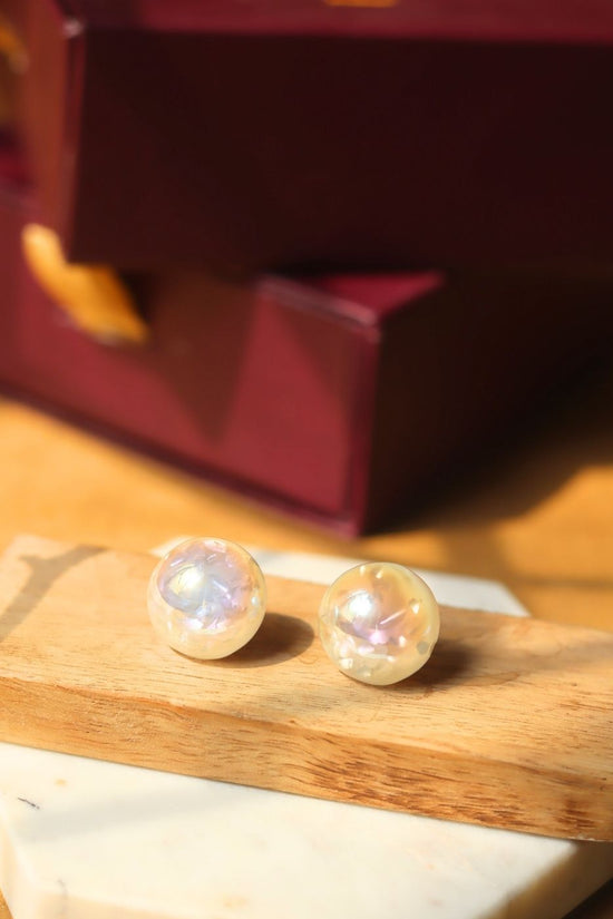 Waterproof Round Statement Pearl Earrings