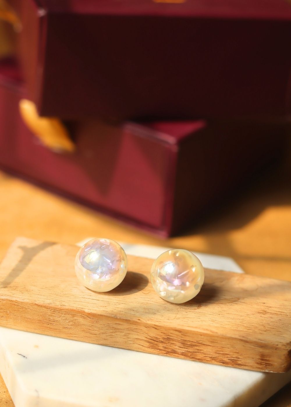 Waterproof Round Statement Pearl Earrings