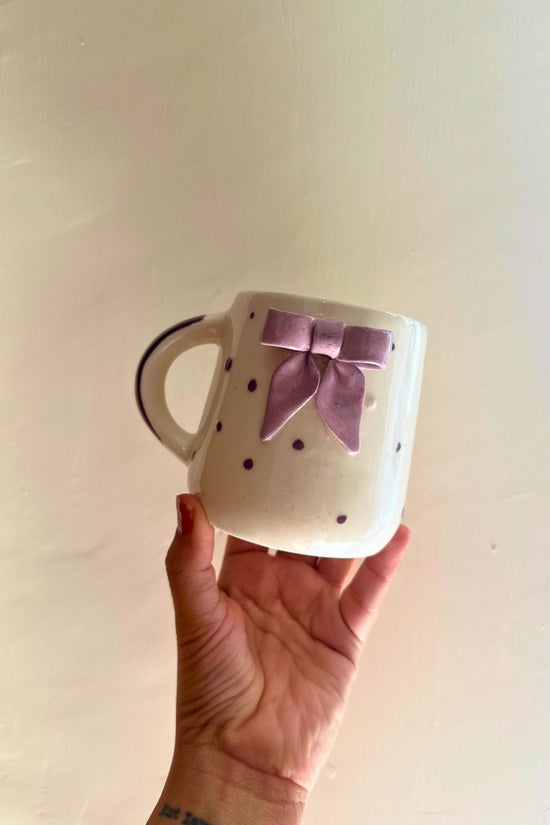 Bow Embrossed Mug - Purple made by ceramic