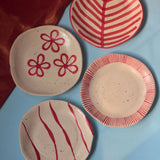 Set of 4 Red & White Plates handmade in india