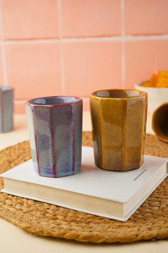 Blue & mustard Chai Kulhad with ceramic material