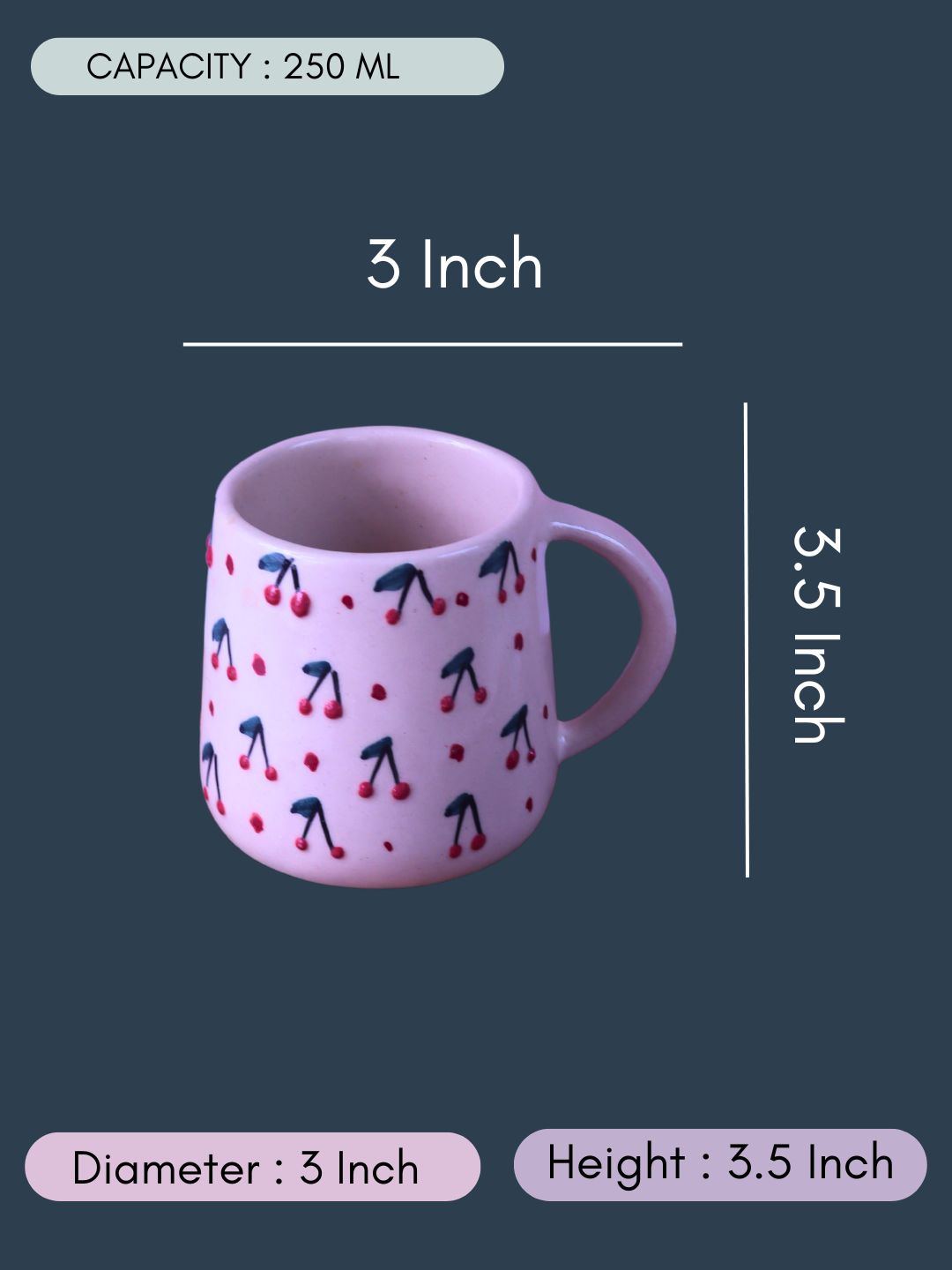 Cherry Embrossed Mug with size & fit