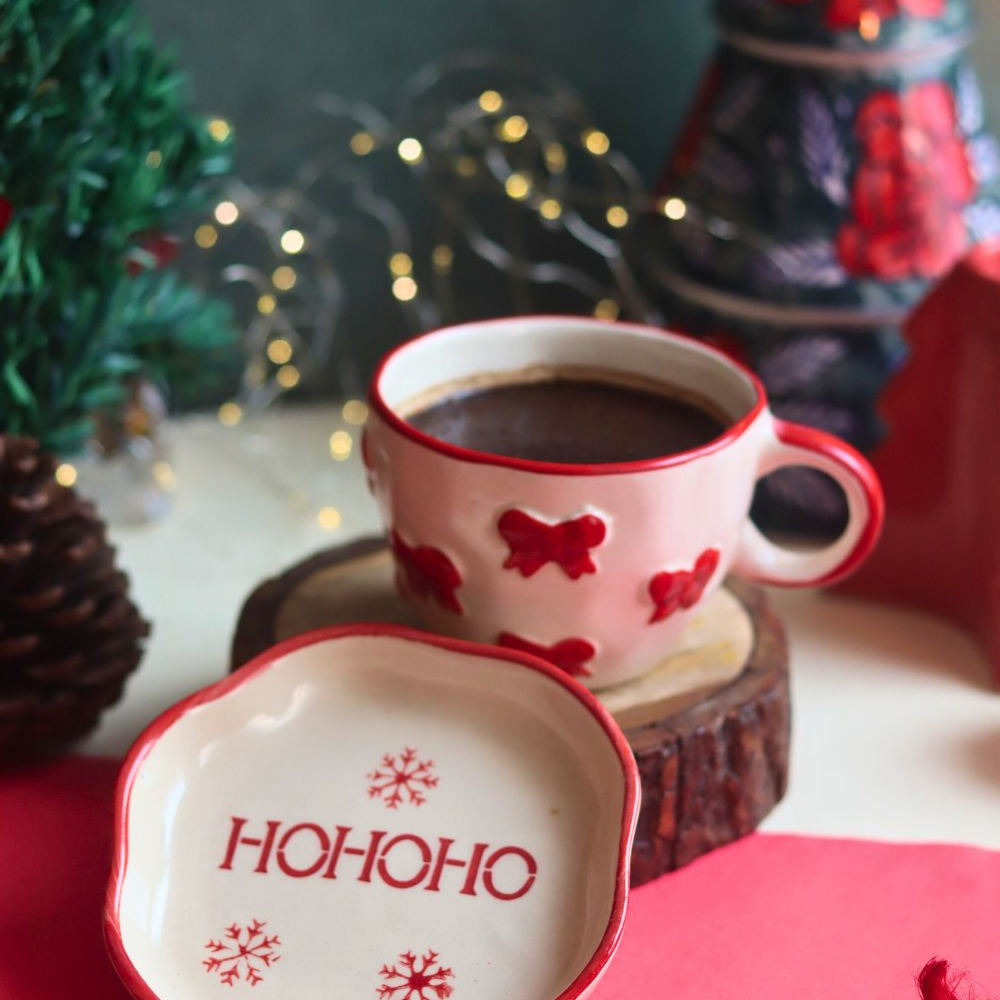 Bow Mug & HOHOHO Handmade Dessert Plate made by ceramic