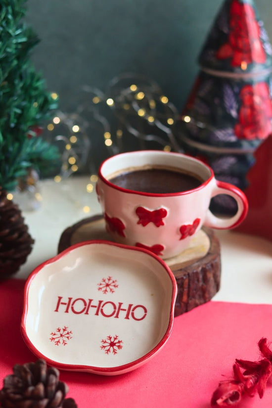 Bow Mug & HOHOHO Handmade Dessert Plate made by ceramic