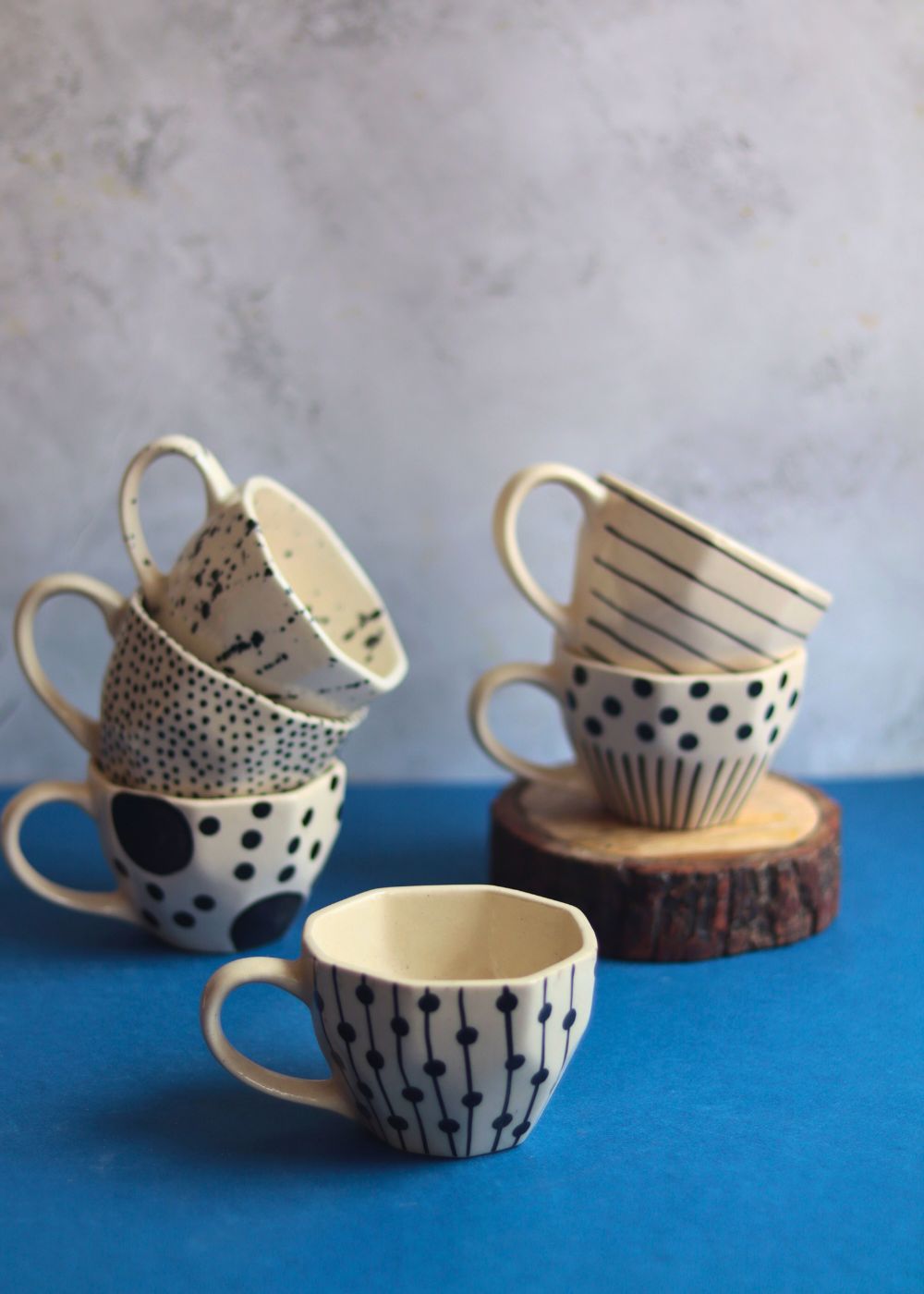 Set of 6 [Black&White] Handmade Mugs (For the price of 5) premium quality mugs