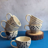 Set of 6 [Black&White] Handmade Mugs (For the price of 5) premium quality mugs