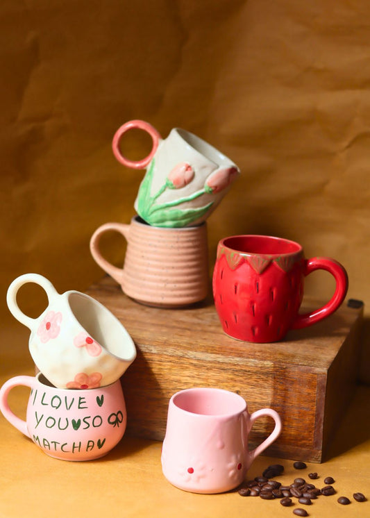 handmade Set of 6 Morning Mood Mugs combo (for the price of 5)
