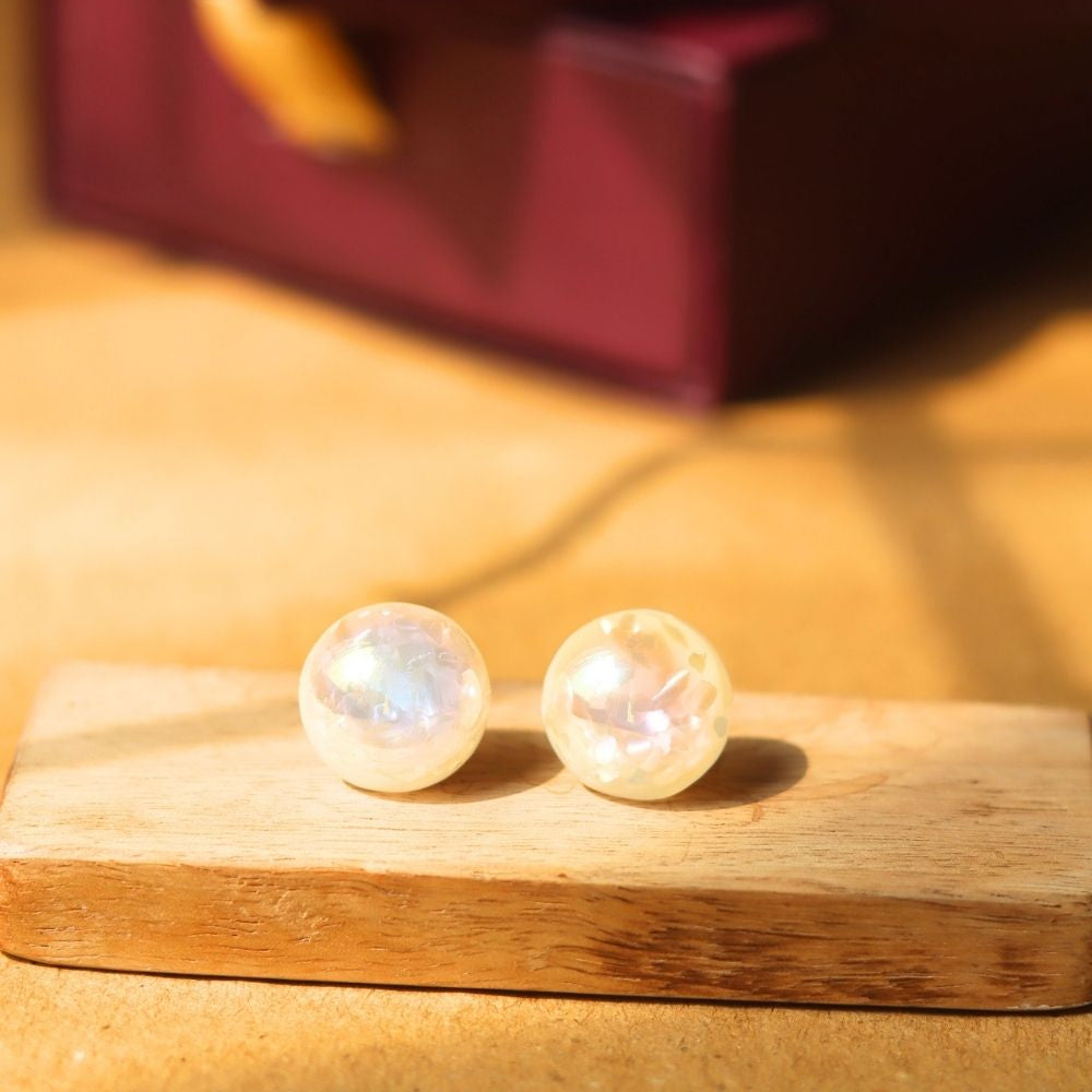 Round Statement Pearl Earrings handmade in India