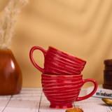 ceramic red torrent chai cup 