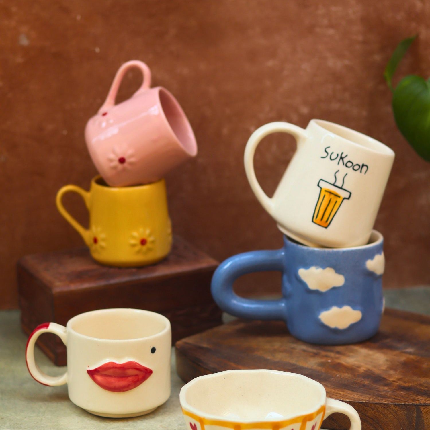 handmade Set of 6 Aesthetic Brew Mugs (for the price of 5)