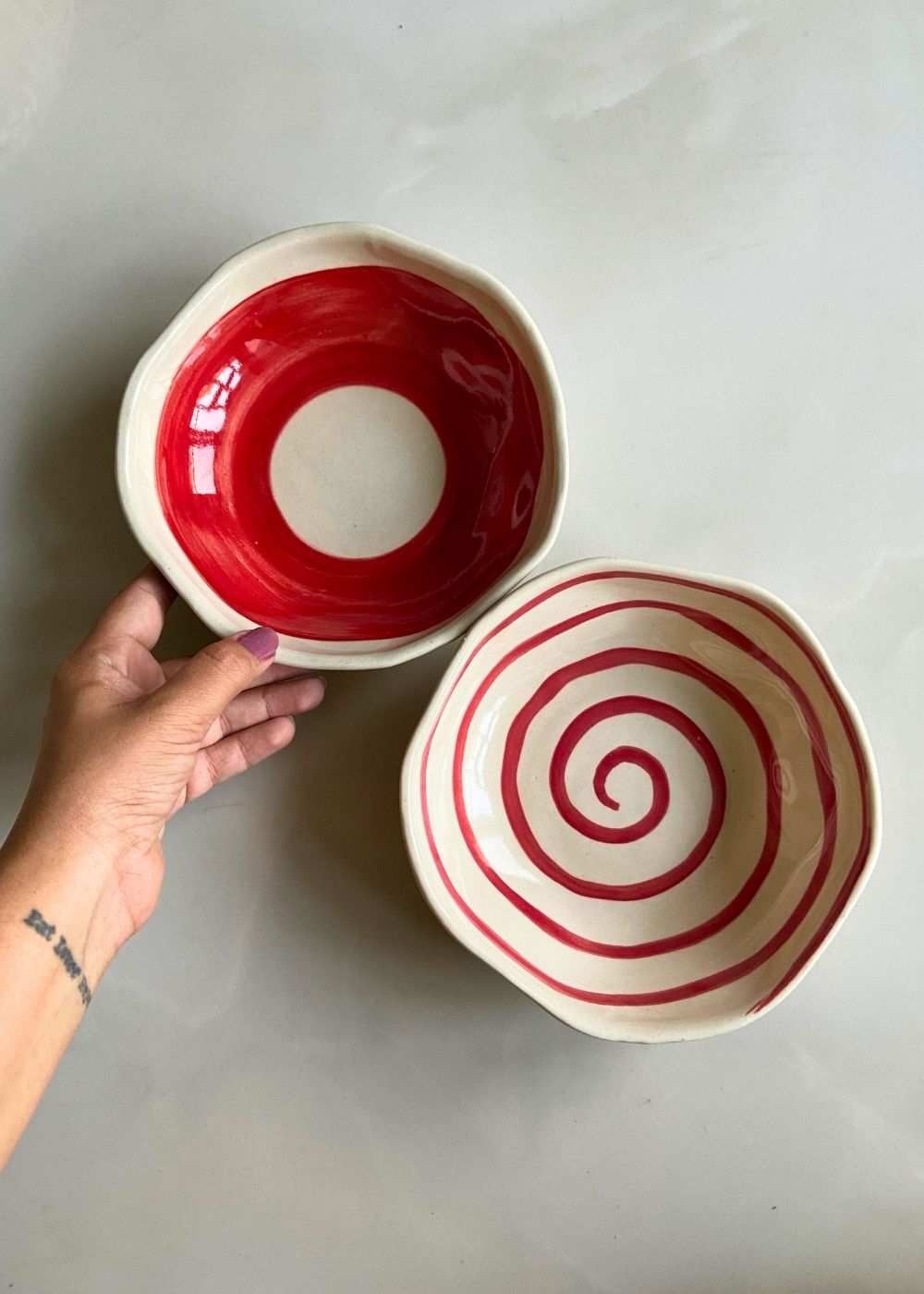 Red & white Bowls combo set of 2