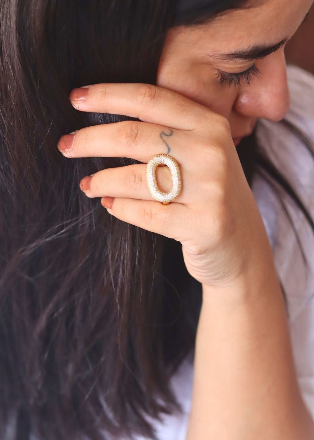 waterproof Serene Oval Ring - Gold