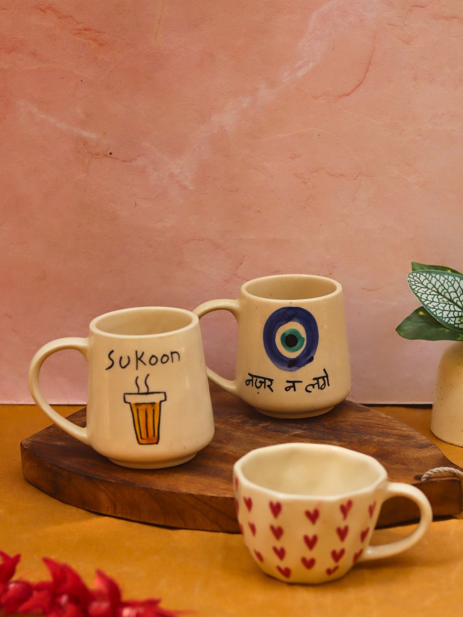 Sukoon, Nazar & Heart Mugs combo with premium quality material