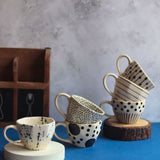 Set of 6 [Black&White] Handmade Mugs (For the price of 5) handmade in india