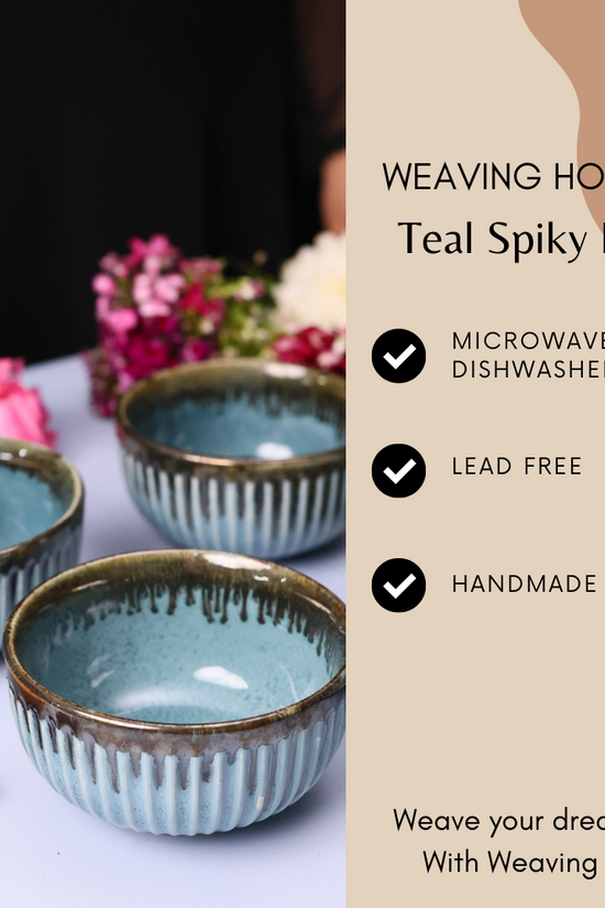 Handmade ceramic teal spiky bowls signification