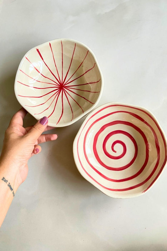 handmade Red & white Bowls Set 
