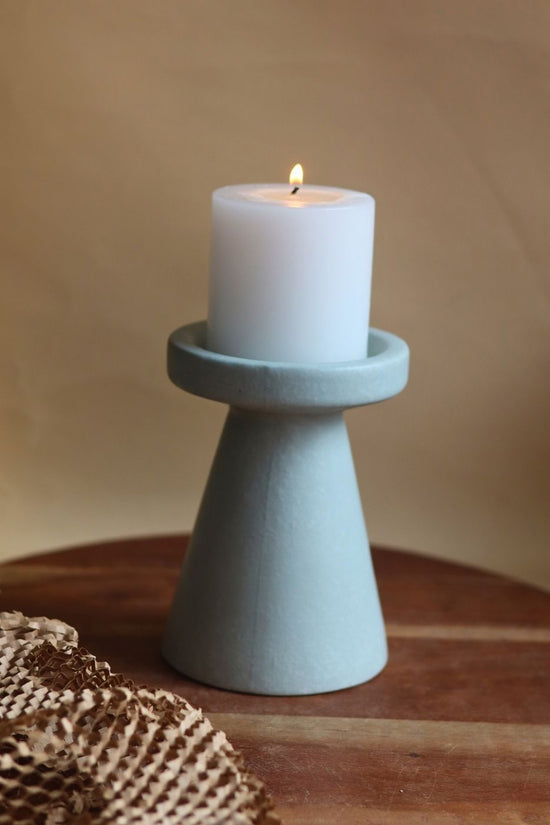 handmade Sky Blue Pillar Candle Holder - Medium