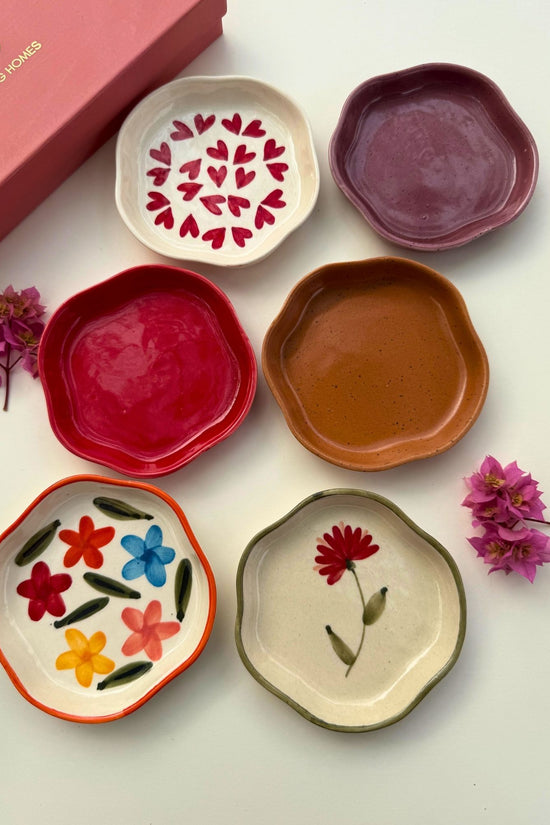 Set of 6 HandPainted & Neutrals Handmade Dessert Plate (for the price of 5)