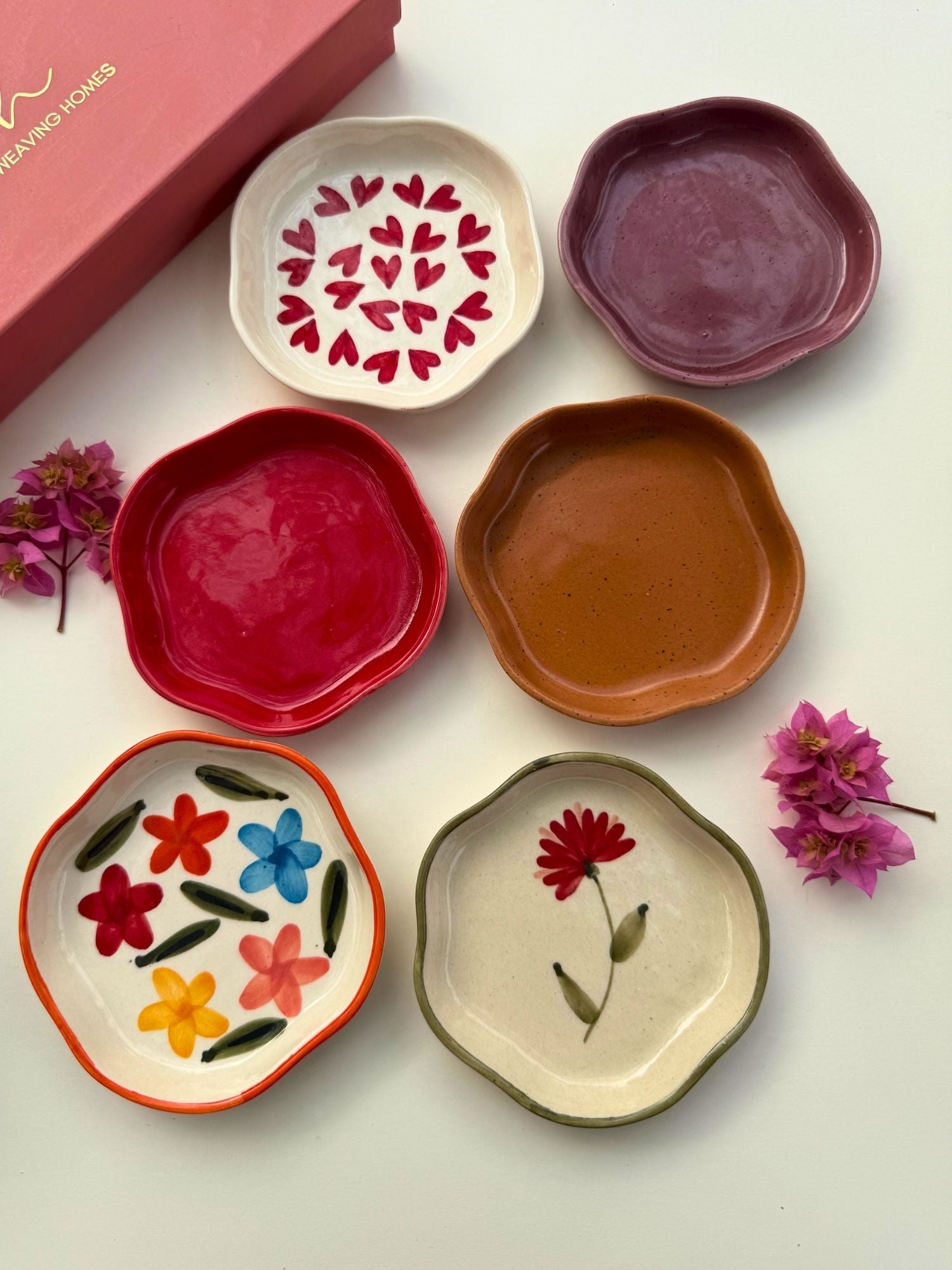 Set of 6 HandPainted & Neutrals Handmade Dessert Plate (for the price of 5)