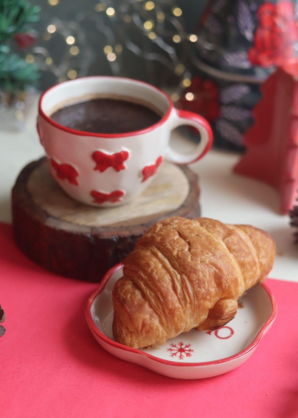 Bow Mug & HOHOHO Handmade Dessert Plate handmade in india
