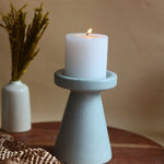 Sky Blue Pillar Candle Holder - Medium made by ceramic