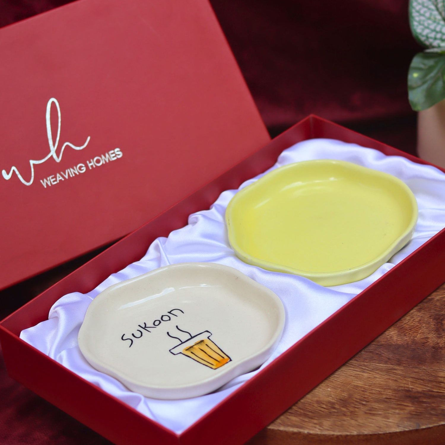Sunshine Yellow & Sukoon Handmade Dessert plate in a Gift Box made by ceramic