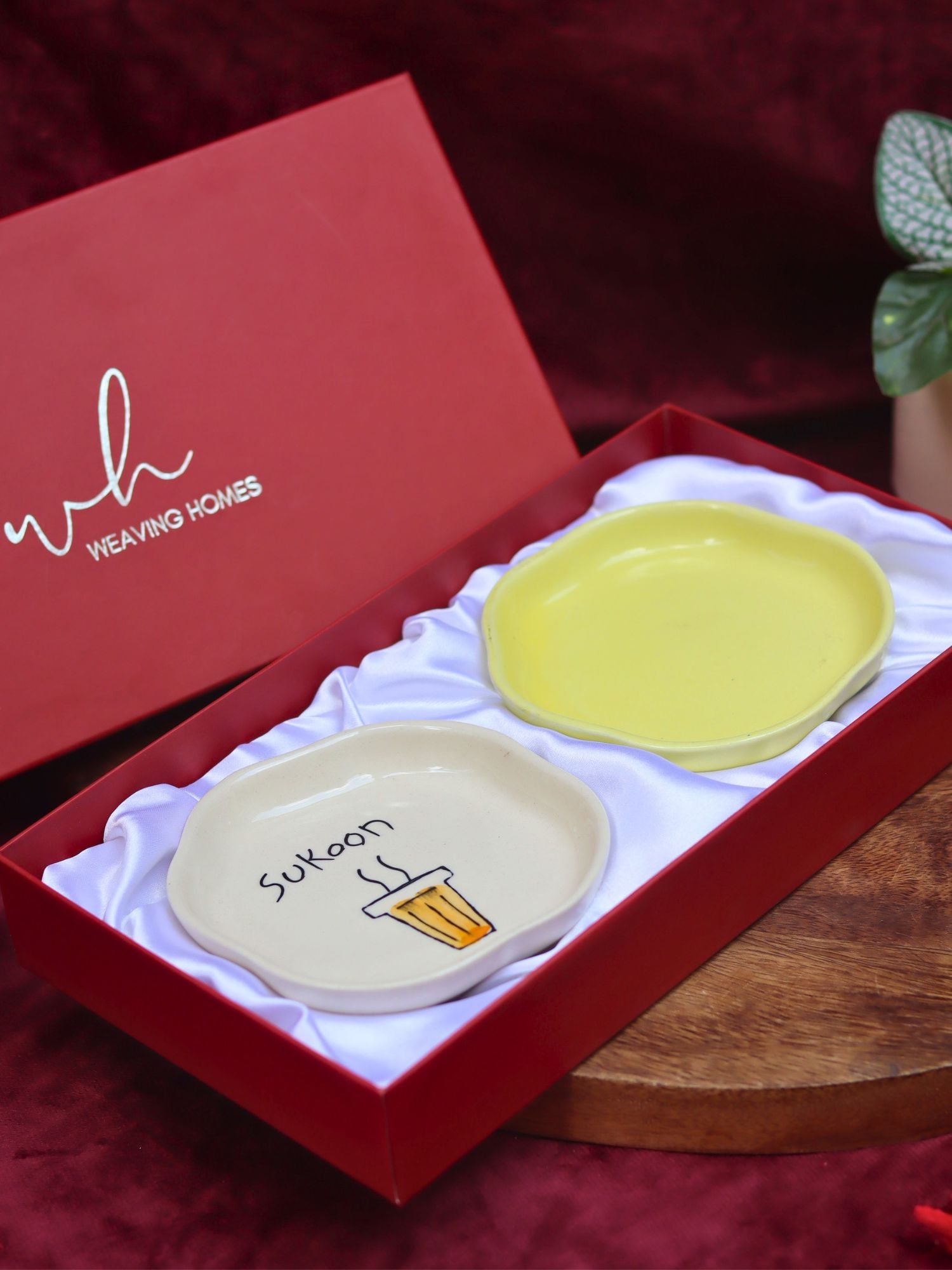 Sunshine Yellow & Sukoon Handmade Dessert plate in a Gift Box made by ceramic