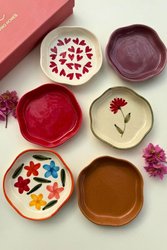 Set of 6 HandPainted & Neutrals Handmade Dessert Plate (for the price of 5)