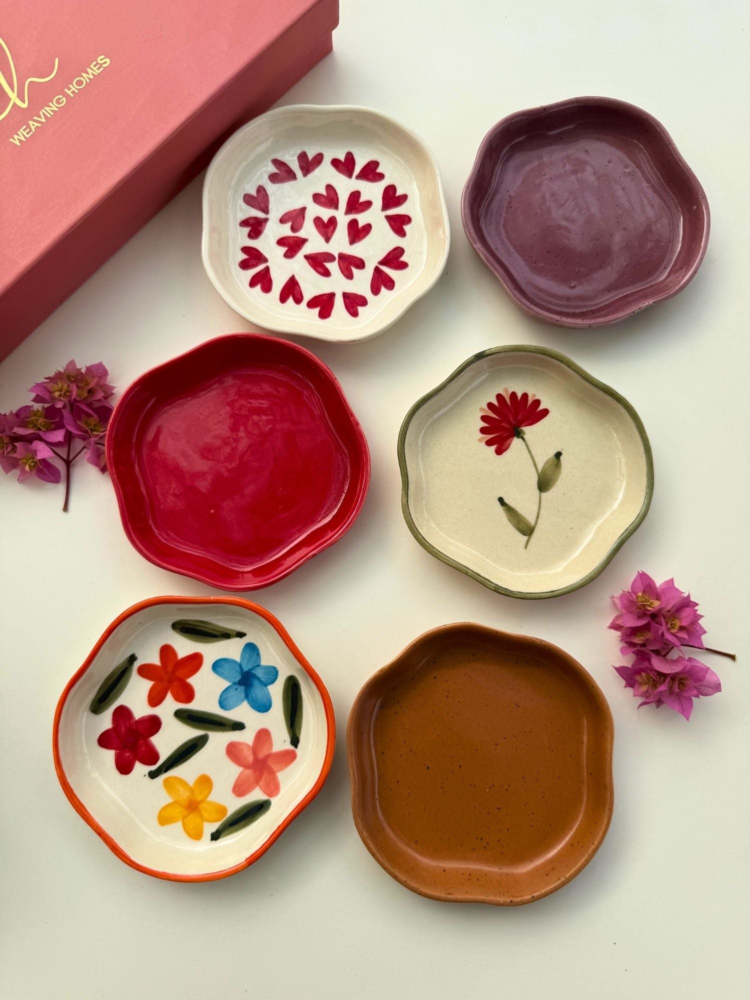 Set of 6 HandPainted & Neutrals Handmade Dessert Plate (for the price of 5)