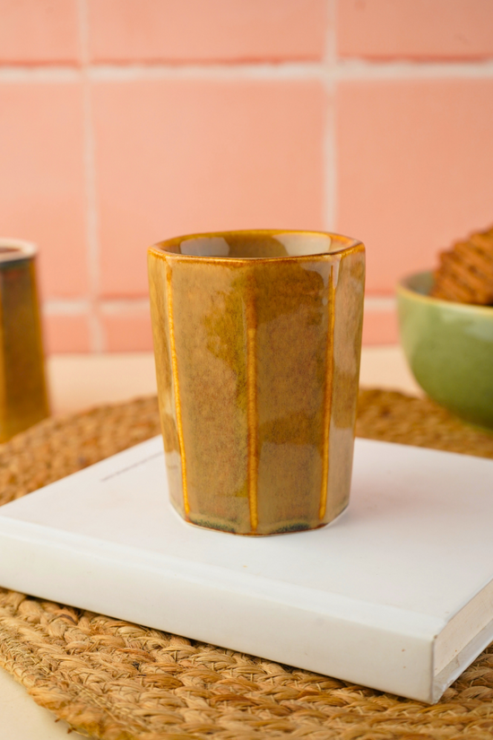 handmade mustard chai kulhad with mustard color