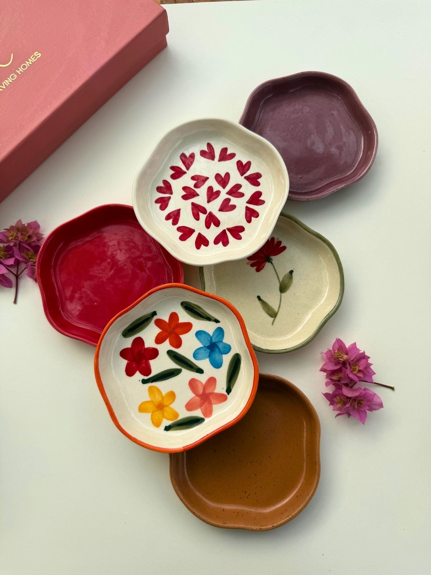 Set of 6 HandPainted & Neutrals Handmade Dessert Plate (for the price of 5)