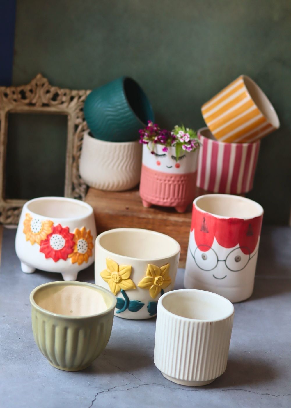 Set of 10 Nature's Embrace Planters (for the price of 5) made by ceramic