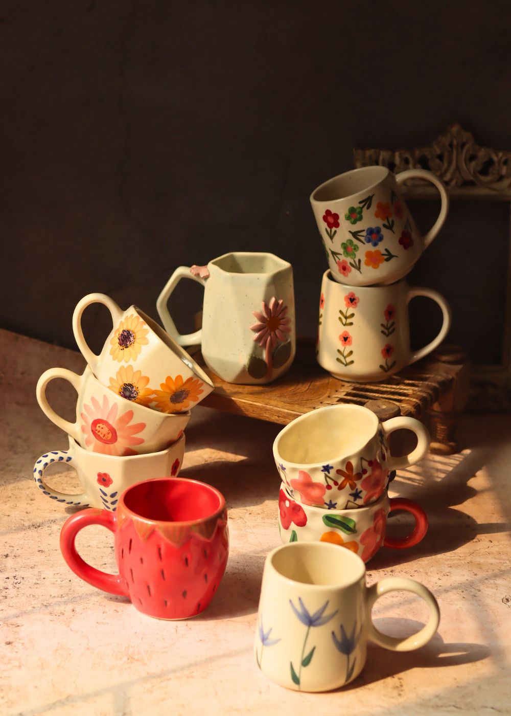 Handmade Set of 10 Floret Charm Mugs (for the price of 7)