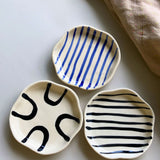 Blue Lined, Zebra & Abstract Handmade Dessert Plate made by ceramic