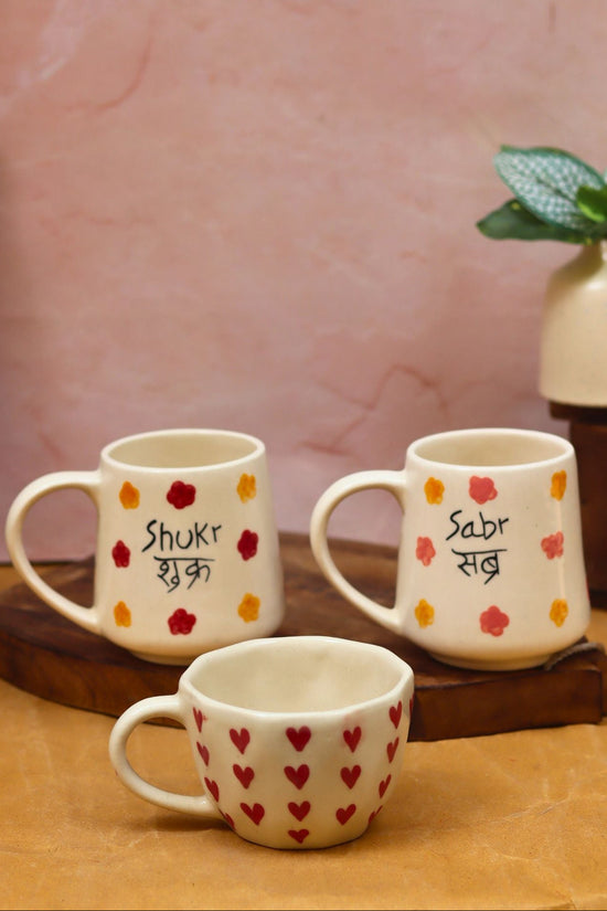 handmade Sabr, Shukr & Heart mugs combo