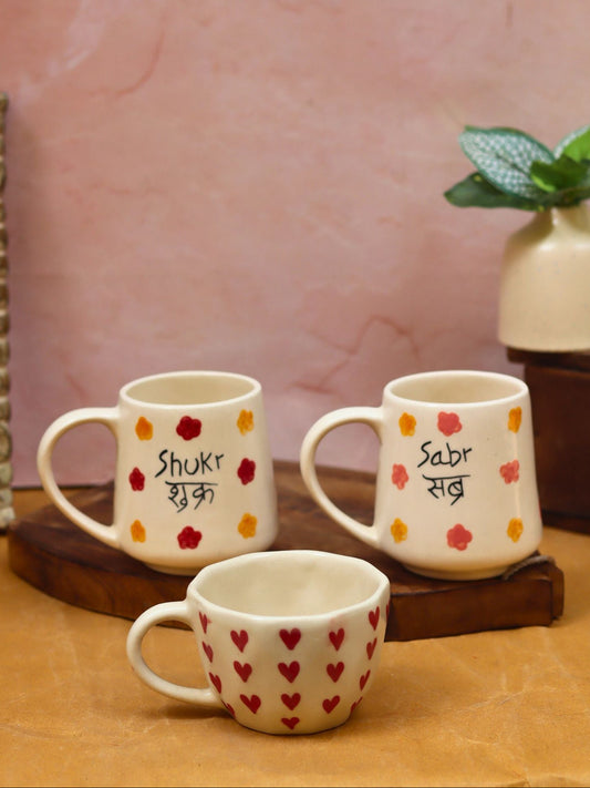 handmade Sabr, Shukr & Heart mugs combo
