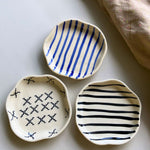 Blue Lined, Zebra & Crosses Handmade Dessert Plate made by ceramic