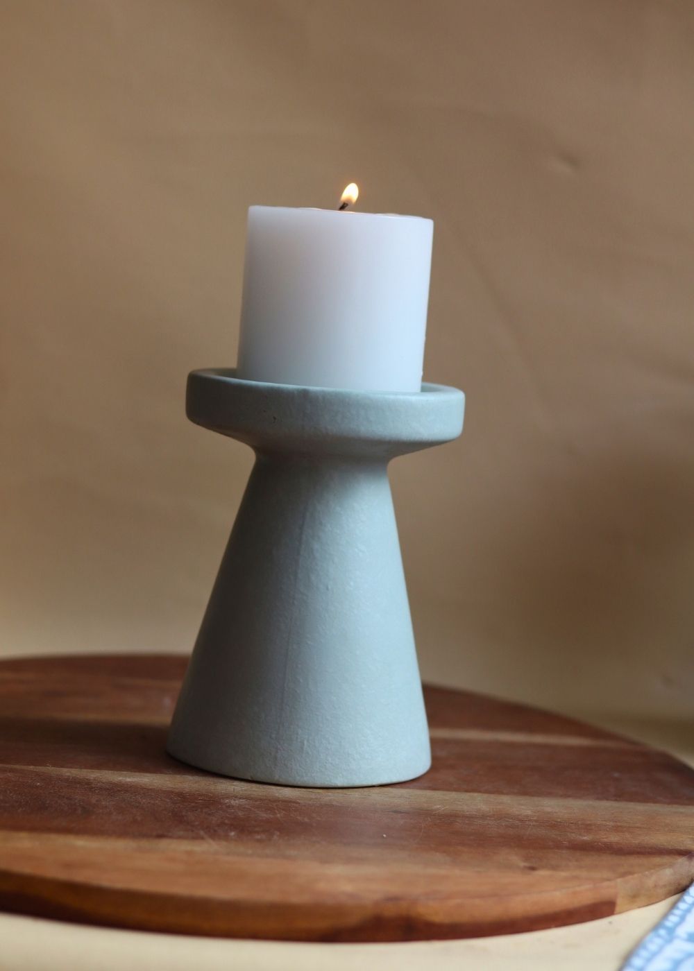 Sky Blue Pillar Candle Holder - Medium with premium quality material