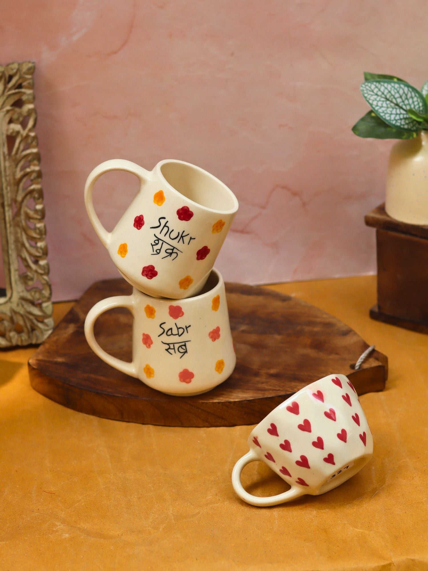 Sabr, Shukr & Heart mugs combo made by ceramic