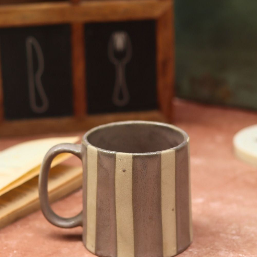 Handmade Basic grey striped mug