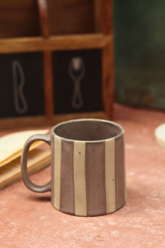 Handmade Basic grey striped mug