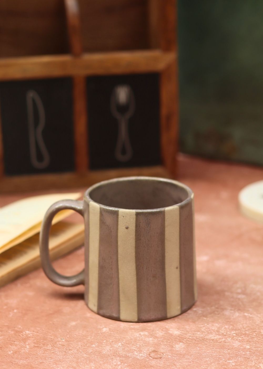 Handmade Basic grey striped mug